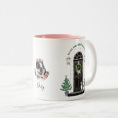 ボストンテリア犬の休日のクリスマスの写真のマグ ツートーンマグカップ (正面右)