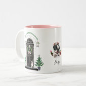 ボストンテリア犬の休日のクリスマスの写真のマグ ツートーンマグカップ (正面左)
