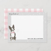 ボストンテリア犬の休日のクリスマスの文房具 ノートカード (正面/裏面)