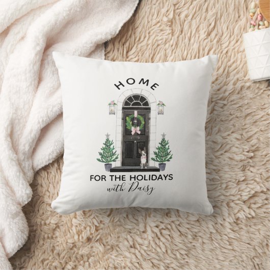 ボストンテリア犬の休日のクリスマスの枕 クッション (ブランケット)