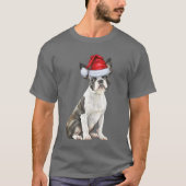 ボストンテリア犬の愛おもしろい者クリスマス Tシャツ (正面)