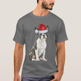 ボストンテリア犬の愛おもしろい者クリスマス Tシャツ