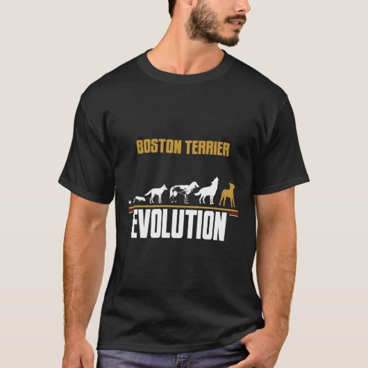 ボストンテリア犬の進化 Tシャツ (正面)