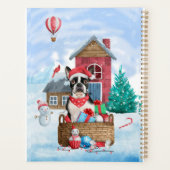 ボストンテリア犬の雪中のクリスマス犬小屋 プランナー手帳 (裏面)