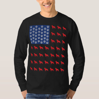 ボストンテリア犬アメリカ国旗7月4日 Tシャツ