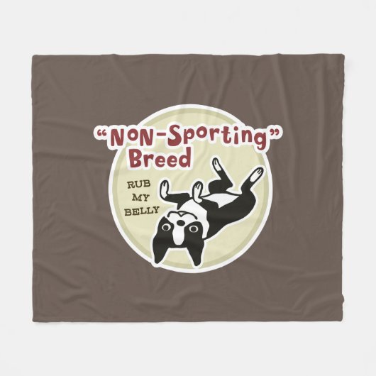 ボストンテリア犬スポーツのは私の腹をこする フリースブランケット (正面(横))