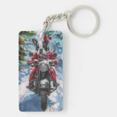 ボストンテリア犬バイクに乗るクリスマス キーホルダー (裏面)