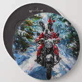 ボストンテリア犬バイクに乗るクリスマス 缶バッジ (正面&裏面)