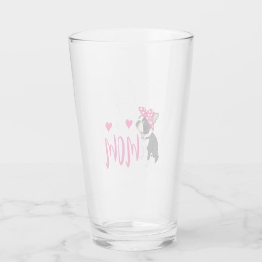 ボストンテリア犬ママ飼い主かわいいおもしろい タンブラーグラス (裏面)