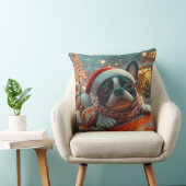 ボストンテリア犬ローラーコースタークリスマス クッション (椅子)