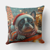ボストンテリア犬ローラーコースタークリスマス クッション (裏面)
