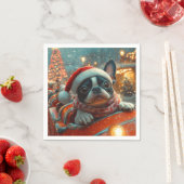 ボストンテリア犬ローラーコースタークリスマス スタンダードカクテルナプキン (インサイチュ)