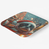 ボストンテリア犬ローラーコースタークリスマス ペーパープレート (傾斜あり)