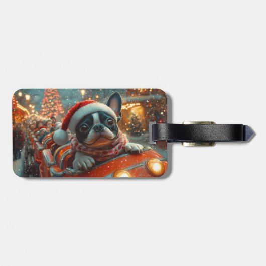 ボストンテリア犬ローラーコースタークリスマス ラゲッジタグ (裏面横)