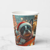 ボストンテリア犬ローラーコースタークリスマス 紙コップ (裏面)
