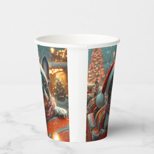 ボストンテリア犬ローラーコースタークリスマス 紙コップ (右)