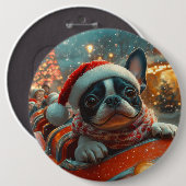 ボストンテリア犬ローラーコースタークリスマス 缶バッジ (正面&裏面)