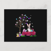 ボストンテリア狩りエッグスツリーヴィンテージトラックイースター インビテーションポストカード (正面)