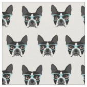 ボストンテリア眼鏡 – かわいい犬の生地 ファブリック (クローズアップ)