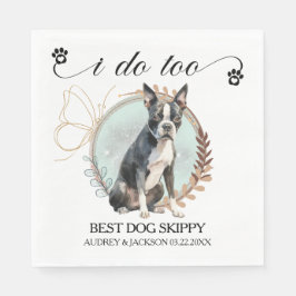 ボストンテリア結婚ーのナプキンスと犬の写真 スタンダードランチョンナプキン