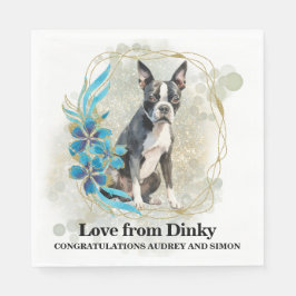 ボストンテリア結婚ーのナプキンスと犬の写真 スタンダードランチョンナプキン