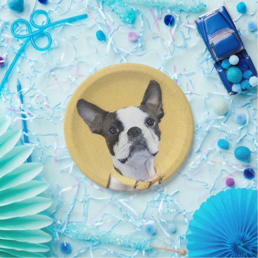 ボストンテリア絵画ズ – かわいいオリジナルドッグアート ペーパープレート (パーティー)
