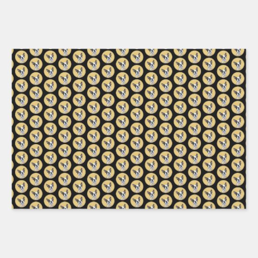 ボストンテリア絵画ズ – かわいいオリジナルドッグアート ラッピングペーパーシート (正面3)
