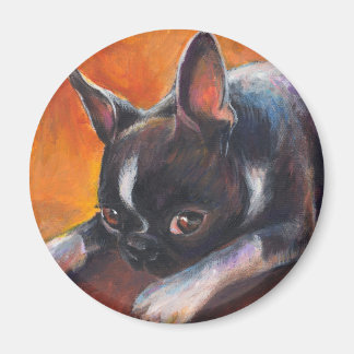 ボストンテリア絵画ーの犬スヴェトラナノビコバ マグネット