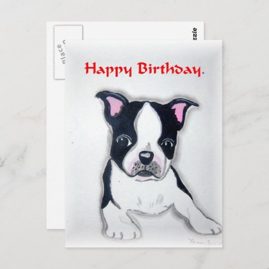 ボストンテリア誕生日はがき ポストカード (正面/裏面)