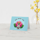ボストンテリア賛美ードッグ空白のYou greeting card カード (黄色い花)