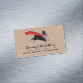 ボストンテリア赤い冬のスカーフを着て マグネット名刺 (インサイチュ)