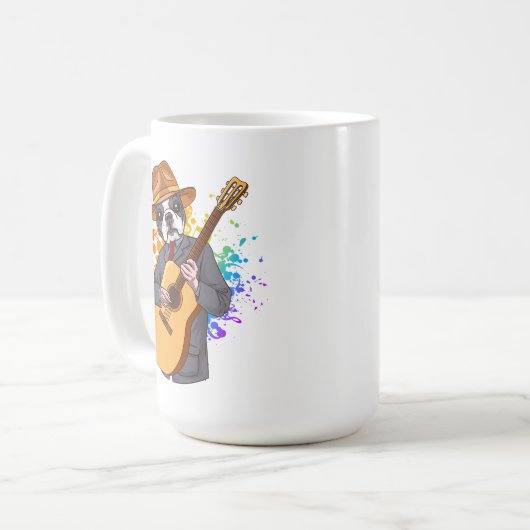 ボストンテリア遊ーのアコースティックギターコーヒーマグ コーヒーマグカップ (正面左)