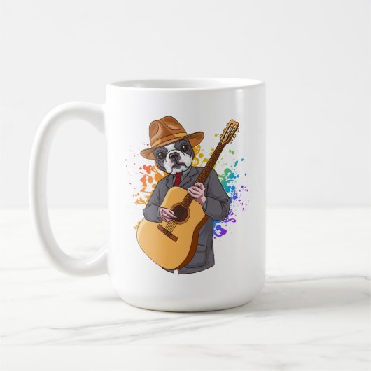 ボストンテリア遊ーのアコースティックギターコーヒーマグ コーヒーマグカップ (左)