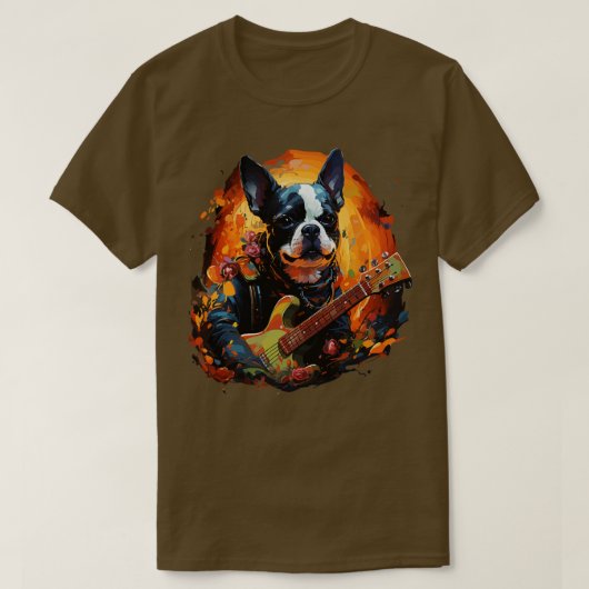 ボストンテリア遊ーズギター Tシャツ (デザイン正面)