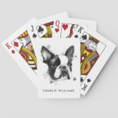 ボストンテリア黒と白の水色 トランプ (裏面)