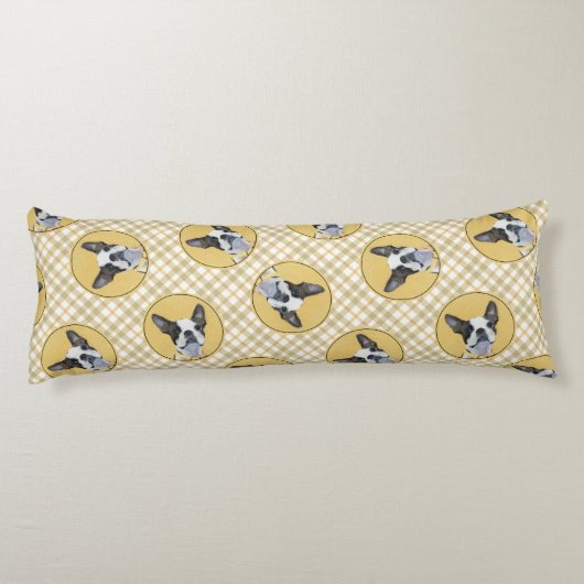 ボストンテリア黒白絵を描のドッグアート ボディピロー (裏面)