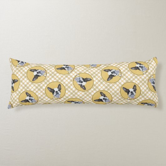 ボストンテリア黒白絵を描のドッグアート ボディピロー (正面)