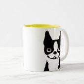 ボストンテリア – かわいい漫画の犬デザイン ツートーンマグカップ (正面右)