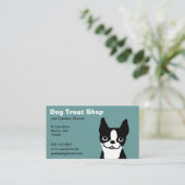 ボストンテリア – かわいい漫画の犬顔 名刺 (スタンド正面)