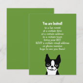 ボストンテリア – かわいい犬とカスタム文字 招待状 (正面/裏面)