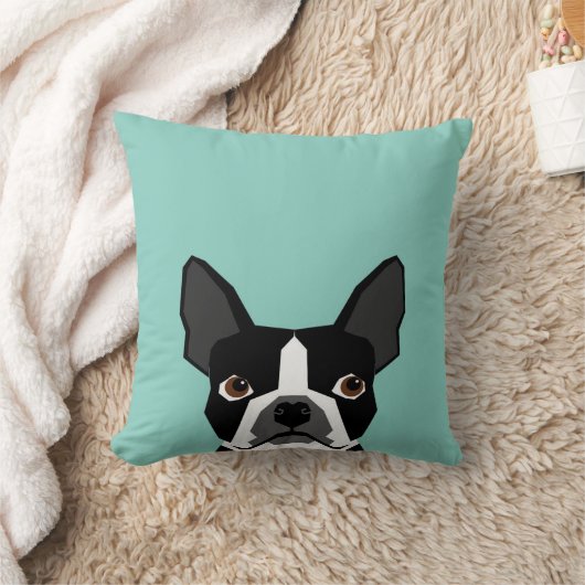 ボストンテリア – かわいい犬のペットアートイラストレーション クッション (ブランケット)