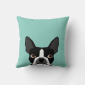 ボストンテリア – かわいい犬のペットアートイラストレーション クッション (裏面)