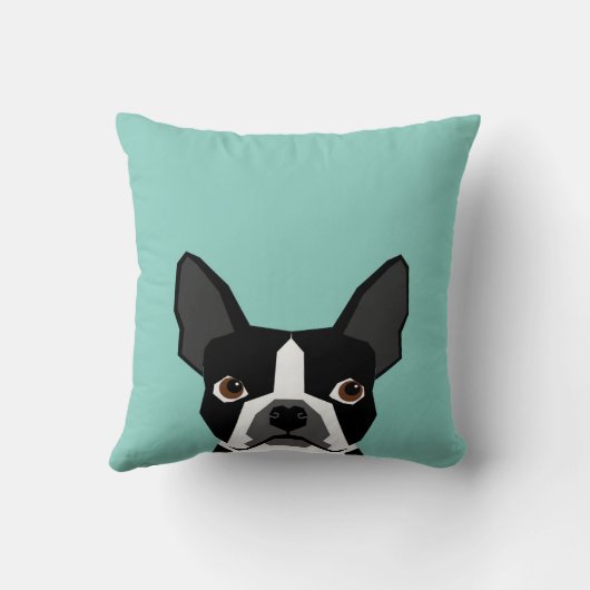 ボストンテリア – かわいい犬のペットアートイラストレーション クッション (裏面)