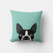 ボストンテリア – かわいい犬のペットアートイラストレーション クッション (正面)