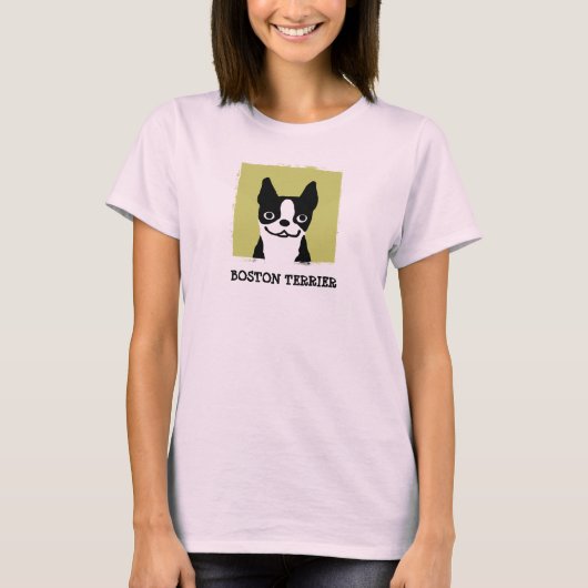ボストンテリア |かわいい犬の顔 Tシャツ (正面)
