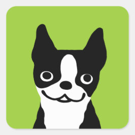 ボストンテリア - かわいい犬 スクエアシール