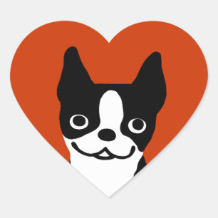 ボストンテリア - かわいい犬 ハートシール