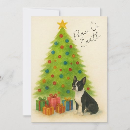 ボストンテリア クリスマスカード (正面)