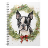 ボストンテリア クリスマス リース お祭り犬 ノートブック (正面)