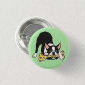 ボストンテリア。ハッピーゴーラッキー 缶バッジ (正面&裏面)